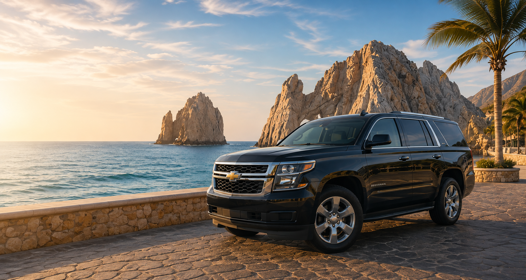 Private SUV beside the Sea of Cortez